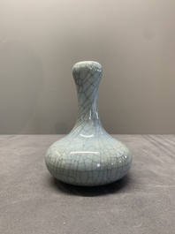 A Chinese flamb&eacute;-glazed vase and a ge-type garlic-mouth vase, 19th C.
