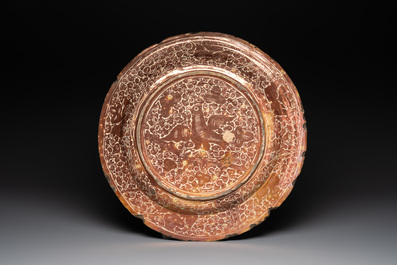 A massive Spanish Hispano-Moresque lustreware 'double eagle' dish, Manises, early 17th C.