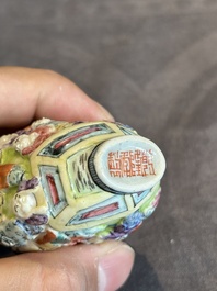 Four Chinese famille rose snuff bottles, Qianlong and Daoguang mark, 19/20th C.