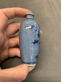 Three Chinese powder blue-ground blue and white snuff bottles and one blue and white snuff bottle, 19th C.