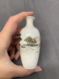 A varied collection of five Chinese famille rose, grisaille and iron-red porcelain, 20th C.