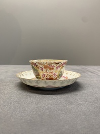 A Chinese Meissen-style export porcelain 'Peter the Great' cup and saucer, Qianlong
