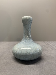 A Chinese flamb&eacute;-glazed vase and a ge-type garlic-mouth vase, 19th C.