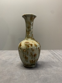 A Chinese flamb&eacute;-glazed vase and a ge-type garlic-mouth vase, 19th C.
