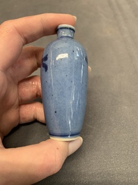 Three Chinese powder blue-ground blue and white snuff bottles and one blue and white snuff bottle, 19th C.