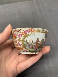 A Chinese Meissen-style export porcelain 'Peter the Great' cup and saucer, Qianlong