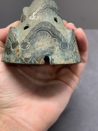 A Chinese bronze 'immortal' 'boshanlu' censer and cover with a tomobako, Western Han