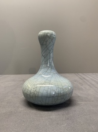 A Chinese flamb&eacute;-glazed vase and a ge-type garlic-mouth vase, 19th C.