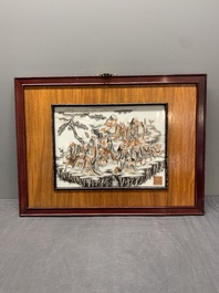 A varied collection of five Chinese famille rose, grisaille and iron-red porcelain, 20th C.