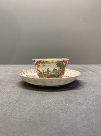 A Chinese Meissen-style export porcelain 'Peter the Great' cup and saucer, Qianlong