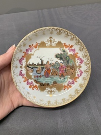 A Chinese Meissen-style export porcelain 'Peter the Great' cup and saucer, Qianlong