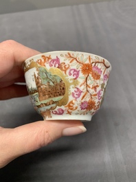 A Chinese Meissen-style export porcelain 'Peter the Great' cup and saucer, Qianlong