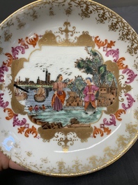 A Chinese Meissen-style export porcelain 'Peter the Great' cup and saucer, Qianlong