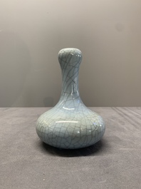 A Chinese flamb&eacute;-glazed vase and a ge-type garlic-mouth vase, 19th C.