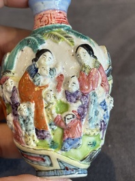 Four Chinese famille rose snuff bottles, Qianlong and Daoguang mark, 19/20th C.