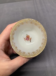 A Chinese Meissen-style export porcelain 'Peter the Great' cup and saucer, Qianlong