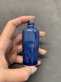 Three Chinese powder blue-ground blue and white snuff bottles and one blue and white snuff bottle, 19th C.