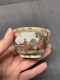 A Chinese Meissen-style export porcelain 'Peter the Great' cup and saucer, Qianlong