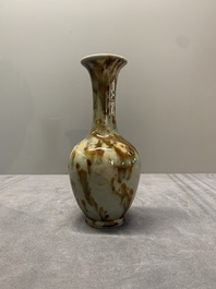 A Chinese flamb&eacute;-glazed vase and a ge-type garlic-mouth vase, 19th C.