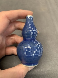 Three Chinese powder blue-ground blue and white snuff bottles and one blue and white snuff bottle, 19th C.