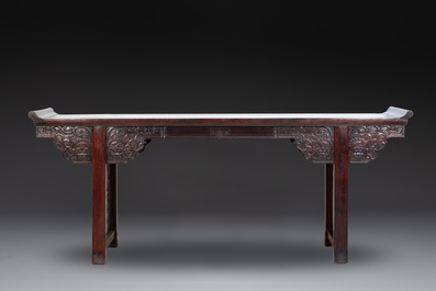 A Chinese hardwood recessed-leg altar table, 'qiaotouan', 19/20th C.