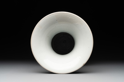 A Chinese incised celadon-glazed 'chilong' vase, Kangxi