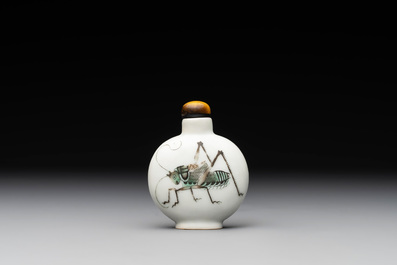 A Chinese famille rose 'grasshopper' snuff bottle, Daoguang mark and of the period