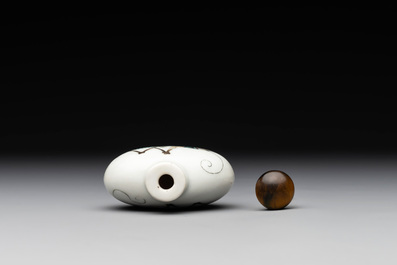 A Chinese famille rose 'grasshopper' snuff bottle, Daoguang mark and of the period