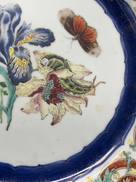 A pair of Chinese famille rose 'botanical' plates after Maria Sybilla Merian, Qianlong