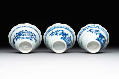 A varied collection of Chinese blue and white, and famille rose tea wares, Qianlong