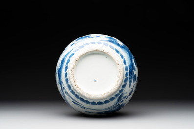 A Chinese blue and white 'Lian Sheng San Ji 連升三級' bottle vase, Transitional period