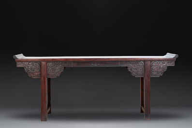 A Chinese hardwood recessed-leg altar table, 'qiaotouan', 19/20th C.