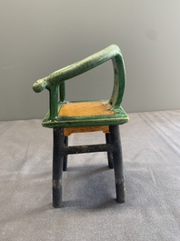 A pair of Chinese sancai-glazed miniature horseshoe-back chairs, Ming
