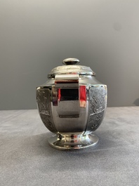 Two Vietnamese silver teapots and a sugar bowl and cover, marked Donghung, ca. 1900
