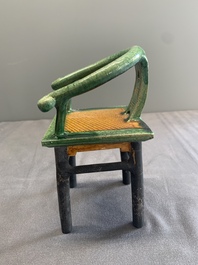 A pair of Chinese sancai-glazed miniature horseshoe-back chairs, Ming