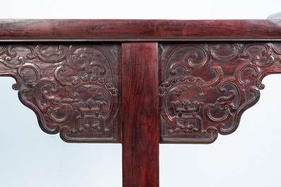 A Chinese hardwood recessed-leg altar table, 'qiaotouan', 19/20th C.