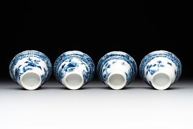A varied collection of Chinese blue and white, and famille rose tea wares, Qianlong