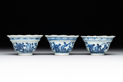 A varied collection of Chinese blue and white, and famille rose tea wares, Qianlong