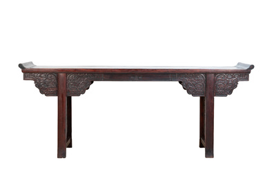 A Chinese hardwood recessed-leg altar table, 'qiaotouan', 19/20th C.