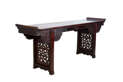 A Chinese hardwood recessed-leg altar table, 'qiaotouan', 19/20th C.
