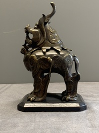 A small Chinese bronze 'luduan' incense burner and cover, Ming
