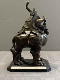 A small Chinese bronze 'luduan' incense burner and cover, Ming