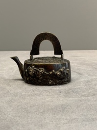 A Japanese bronze 'shishi lions' water dropper, Meiji, 19th C.
