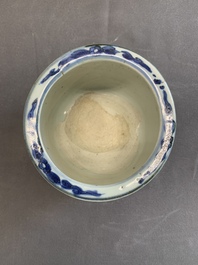 A Chinese blue and white 'kraak' porcelain censer with figures in a landscape, Wanli