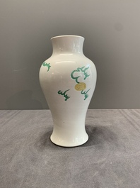 A Chinese incised green-and-yellow-enamelled 'dragon' vase, Chenghua mark, Kangxi