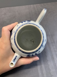 Four Chinese blue, white and famille rose teapots, Yongzheng/Qianlong