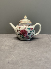 Four Chinese blue, white and famille rose teapots, Yongzheng/Qianlong