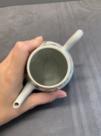 Four Chinese blue, white and famille rose teapots, Yongzheng/Qianlong