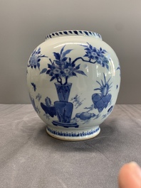 A fine Chinese blue and white 'antiquities' jar, Jiajing mark, Transitional period