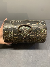 A Japanese gilt-lacquered mother-of-pearl inlaid Namban coffer for the Portuguese market, Edo, 17th C.